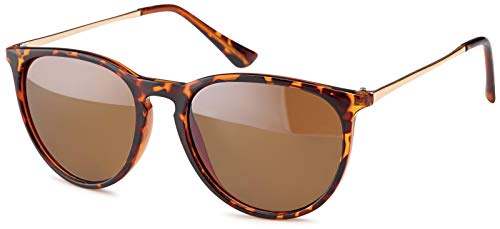 styleBREAKER Sonnenbrille mit groen ovalen Glsern und Metall Bgel, Damen 09020085, Farbe:Gestell Braun Demi/Glas Braun
