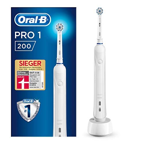 Oral-B PRO 1 200 Elektrische Zahnbrste, fr eine sanfte Reinigung bei empfindlichem Zahnfleisch, wei