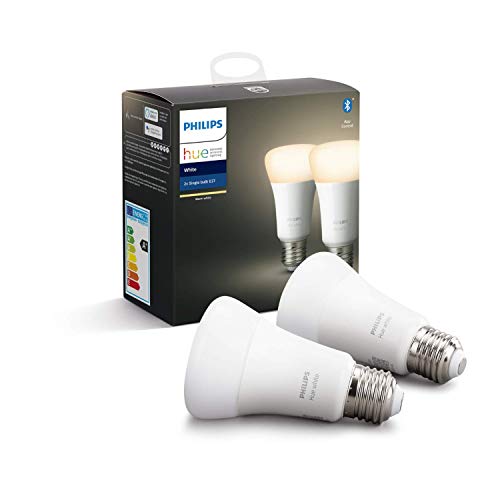 Philips Hue White E27 LED Lampe Doppelpack, dimmbar, warmweies Licht, steuerbar via App, kompatibel mit Amazon Alexa (Echo, Echo...