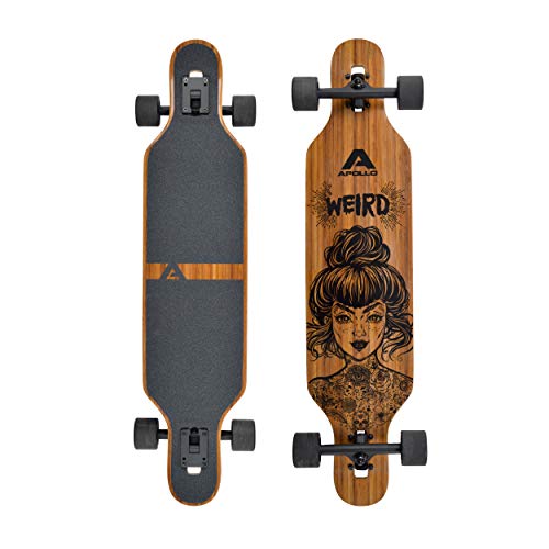 Apollo Longboard, Komplettboard mit Deck aus Bambus & Fiberglas, High-End Board mit ABEC 9 Kugellager, Flex 2 Longboards fr...